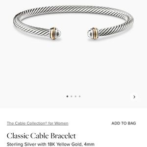 David Yurmam Classic Cable Bracelet
Sterling Silver with 18K Yellow Gold